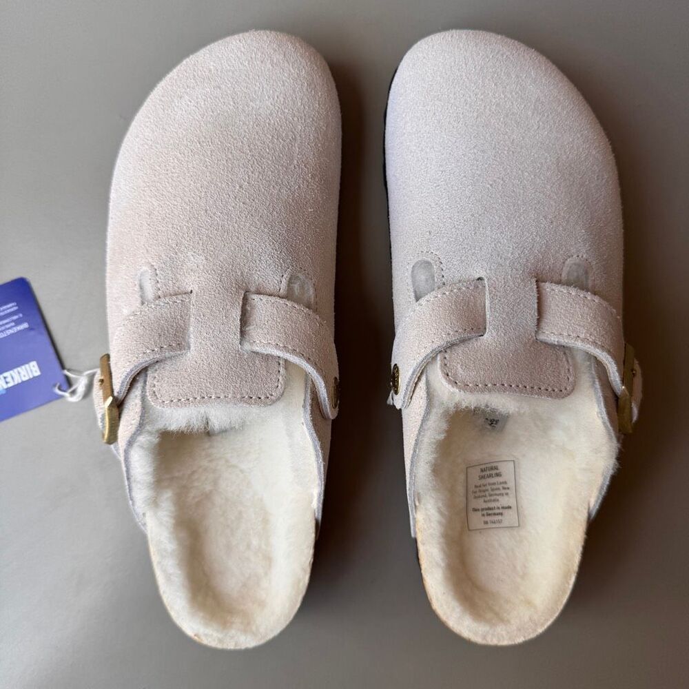 NEW Birkenstock Boston Shearling Clogs Slip On Womens 38EU / 7US Antique White - Picture 5 of 13